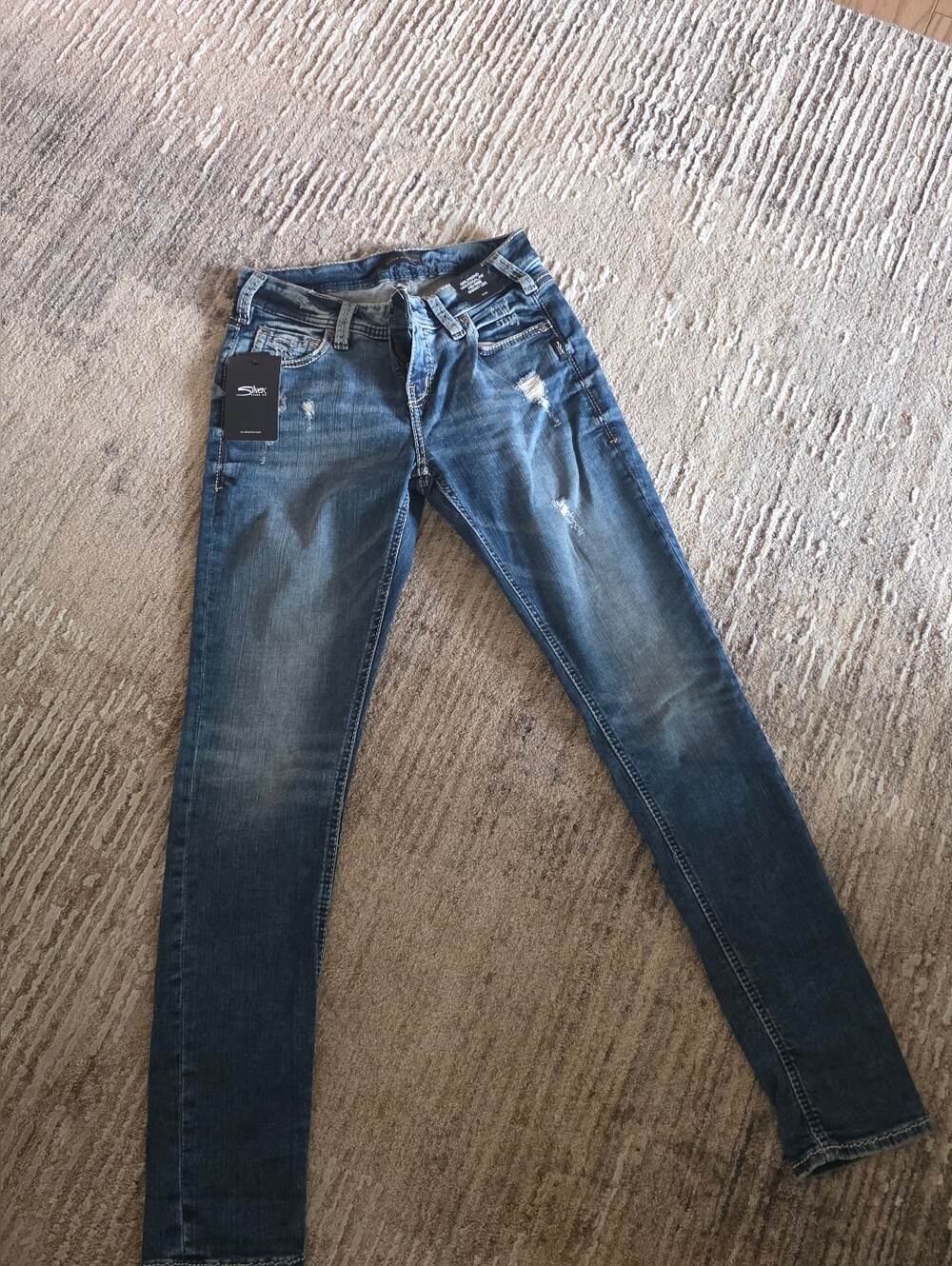 Denim Washed Distressed Girlfriend Jeans NWT
